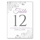 Lavender Paars & Grey Elegant Filigree Wedding Kaart (Achterkant)
