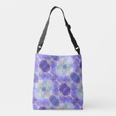 Lavender paars, Groene abstracte bloem Crossbody Tas (Achterkant)