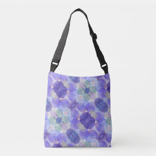 Lavender paars, Groene abstracte bloem Crossbody Tas