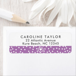 Lavender Paars Heart & Stippen Cute Girly Address Etiket