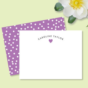 Lavender Paars Heart & Stippen Cute Girly Notitiekaartje