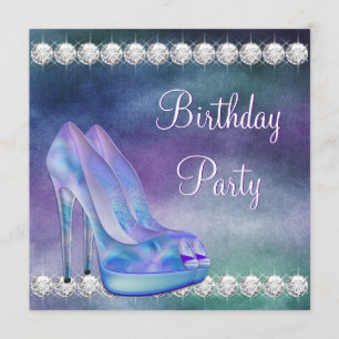 Lavender Paars High Hiel Shoe Birthday Party Kaart