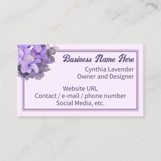 Lavender Paars Hydrangea Visitekaartje (Voorkant)