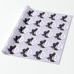 Lavender Paars leopard High Shoe Gift Wrap Cadeaupapier