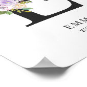 Lavender Paars Letter 'E' Nursery Name Wall Art Poster (Hoek)