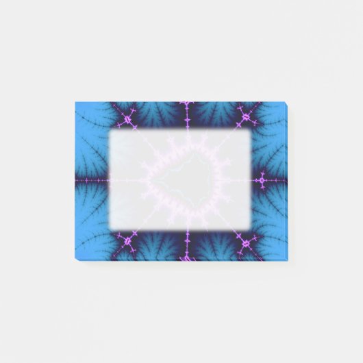 Lavender Paars Mandelbrot Cross op Blue Post-it® Notes (Voorkant)