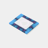 Lavender Paars Mandelbrot Cross op Blue Post-it® Notes (Schuin)