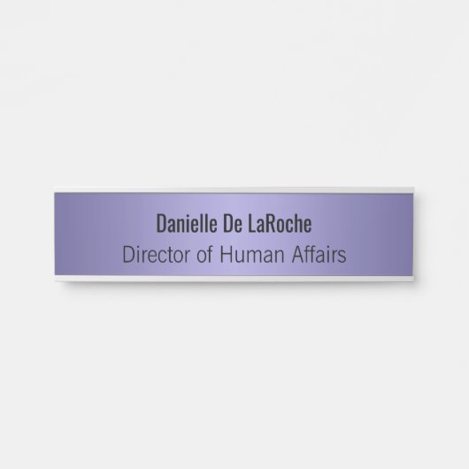 Lavender Paars Metallic Personalized Name Bord Deurbordje (Voorkant)