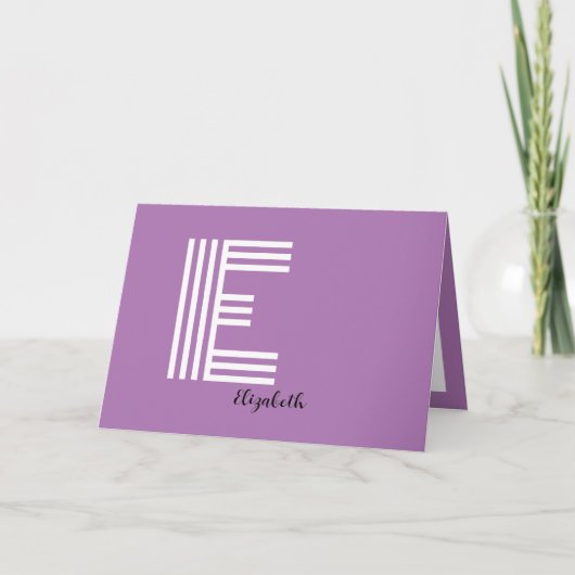Lavender Paars minimalist Monogram Aangepaste naam Bedankkaart (Voorkant)