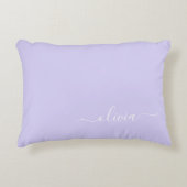 Lavender Paars Modern Script Girly Monogram Naam Accent Kussen (Voorkant)