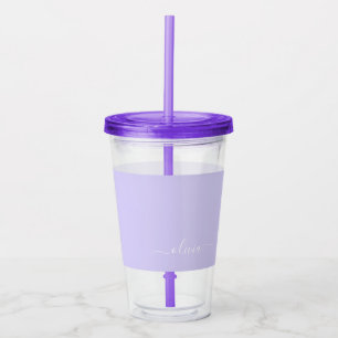 Lavender Paars Modern Script Girly Monogram Naam Acryl Drinkbeker