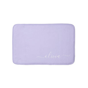 Lavender Paars Modern Script Girly Monogram Naam Badmat