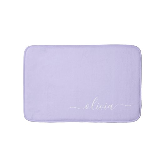 Lavender Paars Modern Script Girly Monogram Naam Badmat (Voorkant)