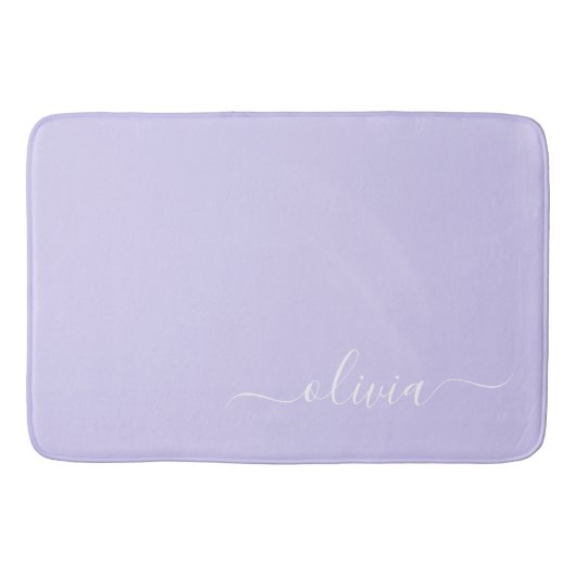 Lavender Paars Modern Script Girly Monogram Naam Badmat (Voorkant)