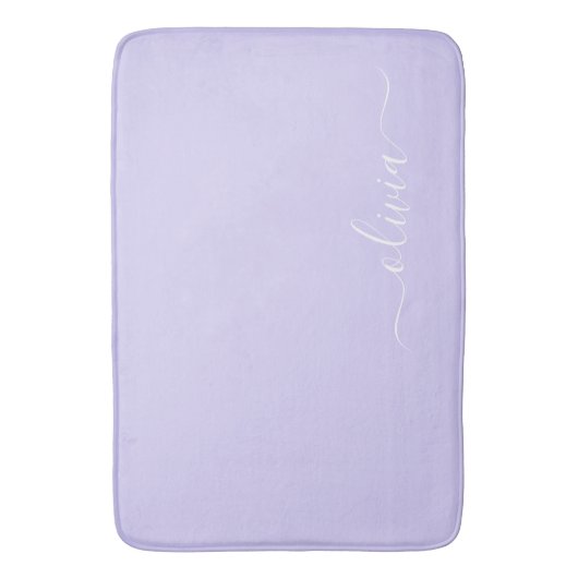 Lavender Paars Modern Script Girly Monogram Naam Badmat (Voorkant Verticaal)