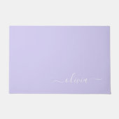 Lavender Paars Modern Script Girly Monogram Naam Deurmat (Voorkant)