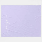 Lavender Paars Modern Script Girly Monogram Naam Fleece Deken (Voorkant (Horizontaal))