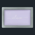 Lavender Paars Modern Script Girly Monogram Naam Gesp<br><div class="desc">Lavender Paars Simple Script Monogram Name Belt Buckle. Dit maakt het perfecte afstuderen,  zoete 16 16,  18,  21,  30,  40,  50,  60,  70,  80,  90,  100 jaar,  bruiloft,  vrijgezellenfeest,  verjaardagsfeest,  baby shower of bachelorette cadeau voor iemand die van glam luxe en stijlvolle stijl houdt.</div>