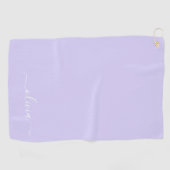 Lavender Paars Modern Script Girly Monogram Naam Golfhanddoek (Horizontaal)