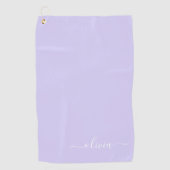 Lavender Paars Modern Script Girly Monogram Naam Golfhanddoek (Voorkant)