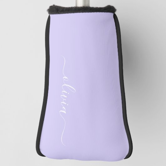 Lavender Paars Modern Script Girly Monogram Naam Golfheadcover (Draai 90)