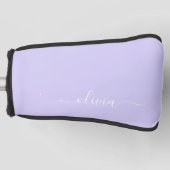 Lavender Paars Modern Script Girly Monogram Naam Golfheadcover (Voorkant)