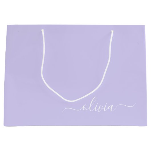 Lavender Paars Modern Script Girly Monogram Naam Groot Cadeauzakje (Voorkant)