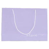 Lavender Paars Modern Script Girly Monogram Naam Groot Cadeauzakje (Achterkant)