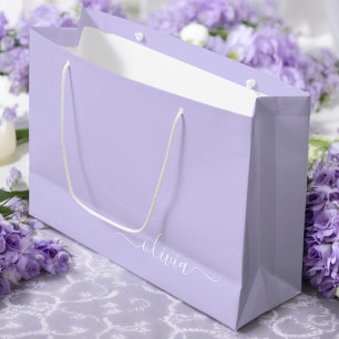 Lavender Paars Modern Script Girly Monogram Naam Groot Cadeauzakje