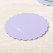 Lavender Paars Modern Script Girly Monogram Naam Kartonnen Onderzetters (Gekanteld)