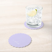 Lavender Paars Modern Script Girly Monogram Naam Kartonnen Onderzetters (Insitu)