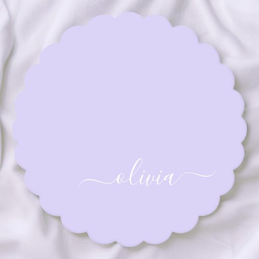 Lavender Paars Modern Script Girly Monogram Naam Kartonnen Onderzetters