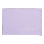 Lavender Paars Modern Script Girly Monogram Naam Kussensloop (Voorkant)