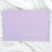 Lavender Paars Modern Script Girly Monogram Naam Kussensloop
