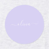 Lavender Paars Modern Script Girly Monogram Naam Labels (Design 1)