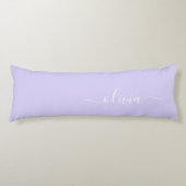 Lavender Paars Modern Script Girly Monogram Naam Lichaamskussen (Voorkant)