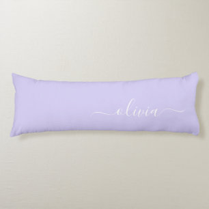 Lavender Paars Modern Script Girly Monogram Naam Lichaamskussen