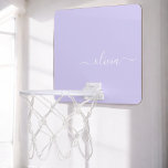 Lavender Paars Modern Script Girly Monogram Naam Mini Basketbalbord<br><div class="desc">Lavender Paars Simple Script Monogram Name Mini Basketball Hoop. Dit maakt de perfecte liefhebbende 16 verjaardag,  bruiloft,  vrijgezellenfeest,  verjaardagsdag,  baby shower of vrijgezellenfeest voor iemand die van luxe glam en stijl houdt.</div>