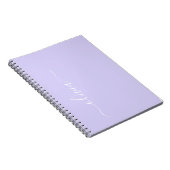Lavender Paars Modern Script Girly Monogram Naam Notitieboek (Rechterzijde)