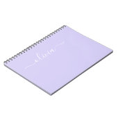 Lavender Paars Modern Script Girly Monogram Naam Notitieboek (Linkerzijde)