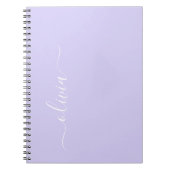 Lavender Paars Modern Script Girly Monogram Naam Notitieboek (Voorkant)