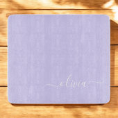 Lavender Paars Modern Script Girly Monogram Naam Snijplank