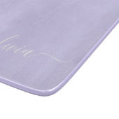 Lavender Paars Modern Script Girly Monogram Naam Snijplank (Hoek)