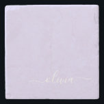 Lavender Paars Modern Script Girly Monogram Naam Stenen Onderzetter<br><div class="desc">Lavender Paarse Eenvoudige het Monogram van het Manuscript Naam Stone Teile. Dit maakt het perfecte afstuderen,  zoete 16 verjaardag,  bruiloft,  vrijgezellenfeest,  verjaardagsdag,  baby shower of vrijgezellenfeest voor iemand die van luxe en chic stijlen houdt.</div>