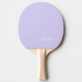 Lavender Paars Modern Script Girly Monogram Naam Tafeltennisbatje (Voorkant)