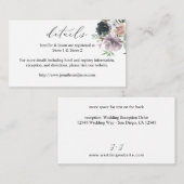 Lavender Paars, Navy Blush Pink Floral Details SM Informatiekaartje (Voorkant / Achterkant)