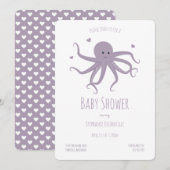 Lavender Paars Octopus Hearts Cartoon Baby shower Kaart (Voorkant / Achterkant)