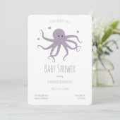 Lavender Paars Octopus Hearts Cartoon Baby shower Kaart (Staand voorkant)