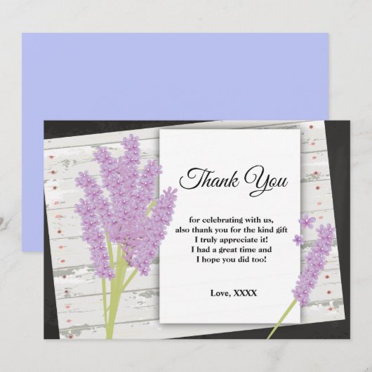 lavender , paars , party , bedankt kaart (Voorkant / Achterkant)