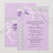 Lavender paars Pearl Bow-kruiscommunie Kaart (Voorkant / Achterkant)